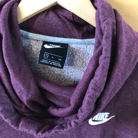 Nike Funnel Cowl Neck Maroon Marled Sweatshirt - Picture 3 of 7